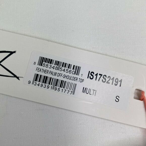 Mink Pink Bikini Top Women SMALL Feather Palm Off Shoulder Bandeau Swim - Picture 7 of 10